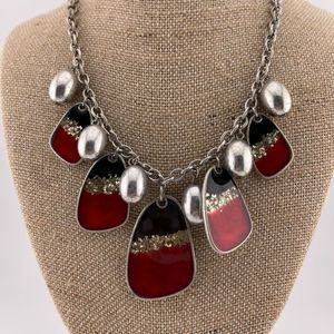 Laura Ashley Statement Necklace Silver Tone